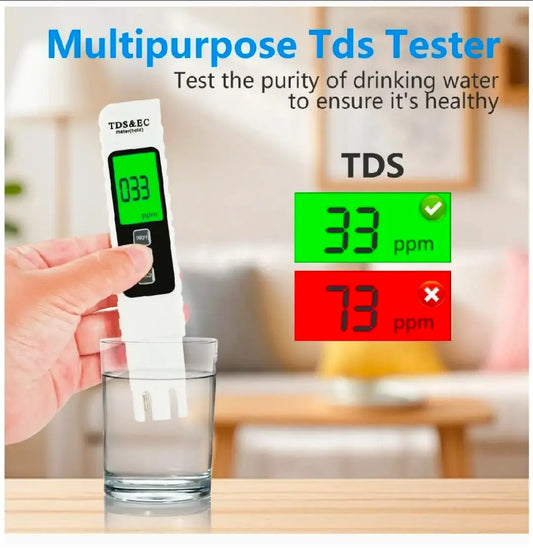 3-in-1 Digital TDS & EC Water Tester with Backlight - PPM & Temperature Meter